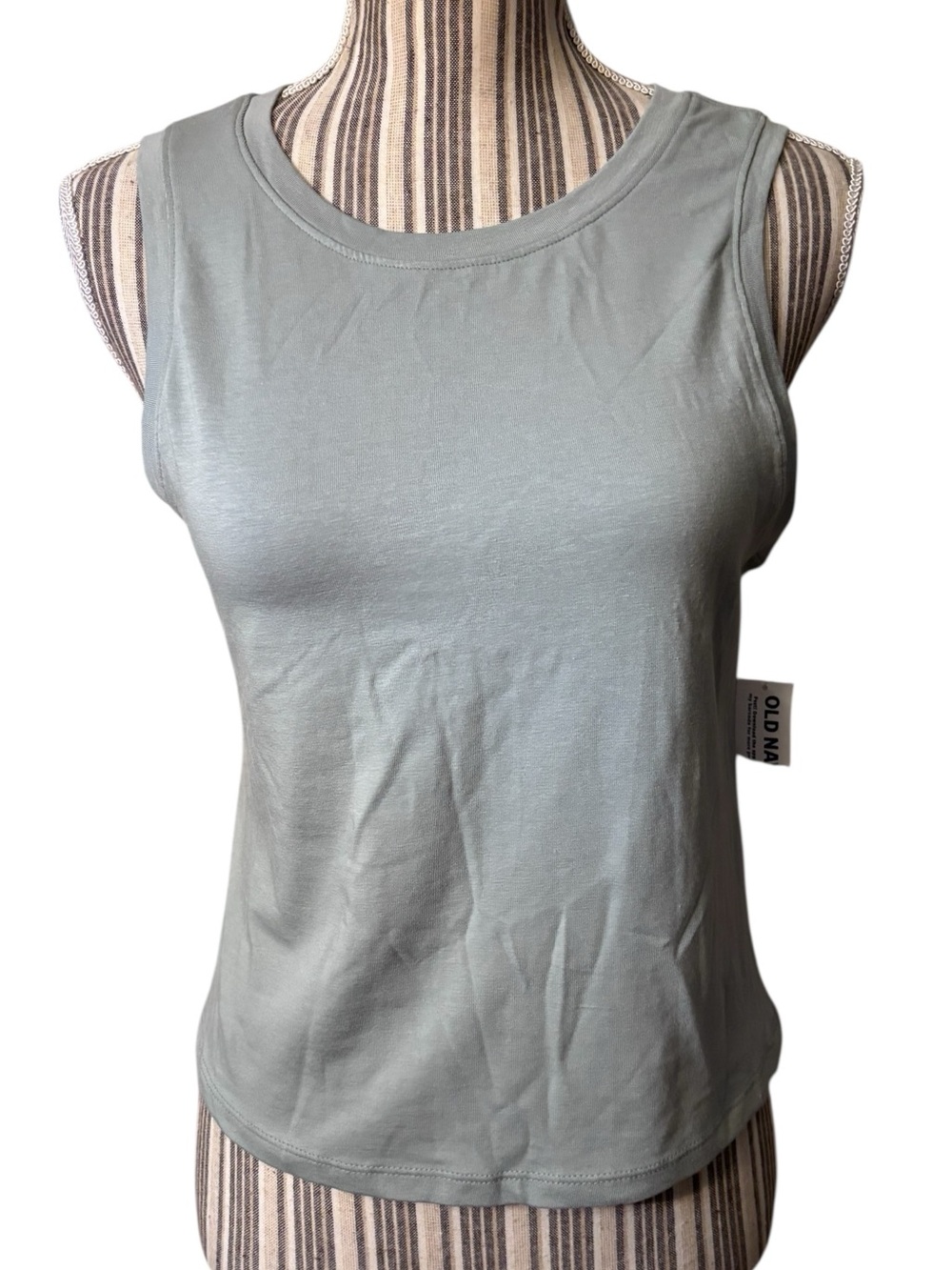 NWT Old Navy Bestee Tank Medium Sage Green Sleeveless Stretchy Cotton Modal